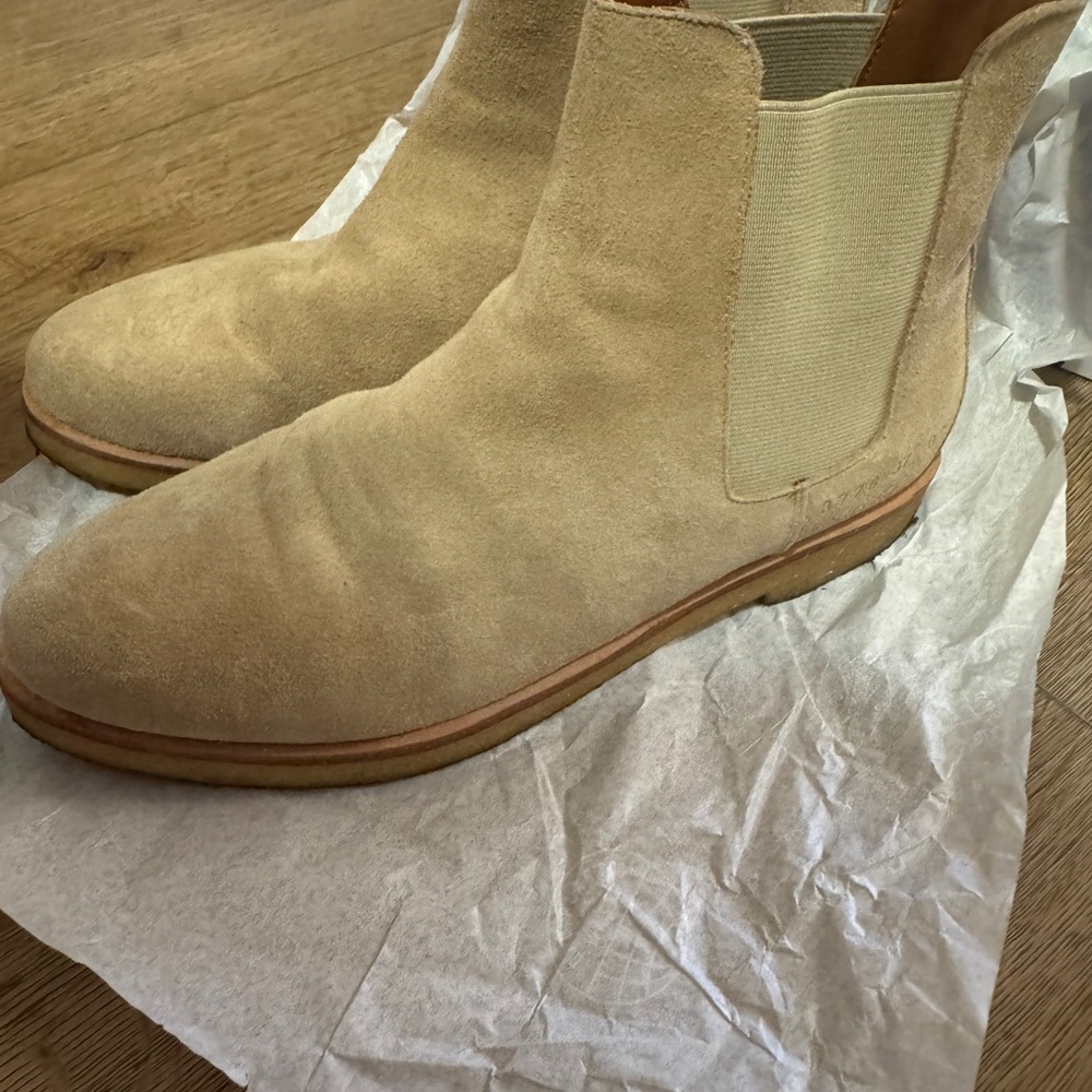 Common Projects Tan Ankle Boots with Elastic Panels